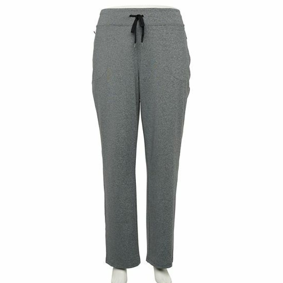 Tek Gear Pants Womens Size PXL Gray On The Go Active Crop Drawcord Zip  Pockets 